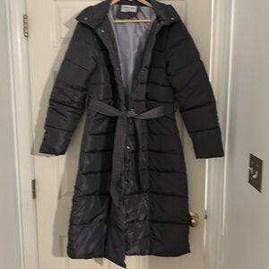 Puffer coat, dark grey, size shows XL but fits as a Large